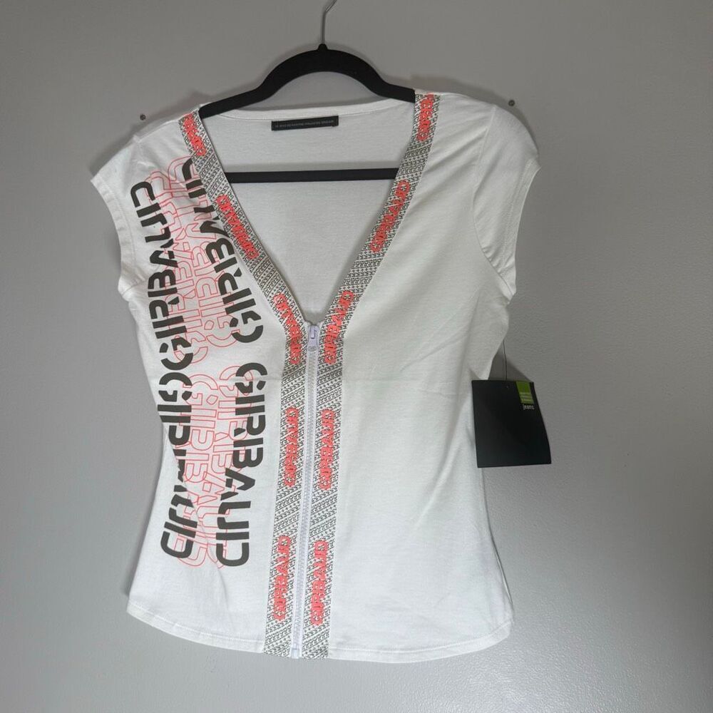 NWT Marithé + François Girbaud Logo Zip Front Top Y2K Shane Tee Shirt